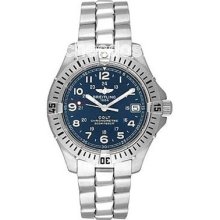 Breitling Colt Chronometre A74350 Blue Dial Date Stainless Steel Used Watch