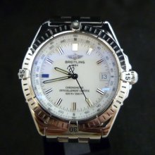 Breitling Windrider Wings A10350 Stainless Steel Automatic White Dial Mens Watch