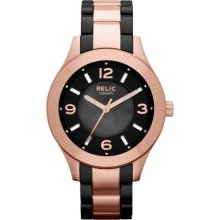 Bristal Rose Gold-Tone and Black Ceramic Bracelet Watch