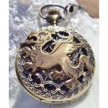 Bronze dragon pocket watch, men's mechanical pocket watch