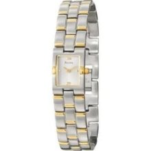 Bulova 98t16 Square Silver Dial Two-tone Bracelet Women's Watch