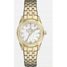 Bulova Collection Gold Curved Crystal Ladies` Watch