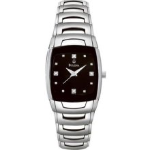 Bulova Ladies 96p15 4 Diamond Black Dial Watch In Stock Ready To Ship