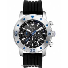 Bulova Mens Marine Star Stainless Steel Blue Accents Black 98B165