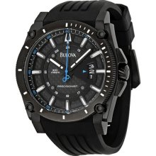 Bulova Precisionist Champlain Black Dial Rubber Strap Mens Watch Bul98b142