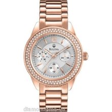 Bulova Rose-gold Tone Swarovski Ladies Watch 97n101