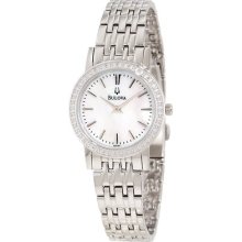 Bulova Thin Series 24 Diamond Bezel Mother Of Pearl Dial Watch - 96r164