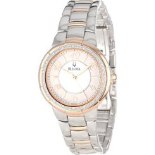 Bulova Women's Diamond Case White Dial Quartz Watch 98r162