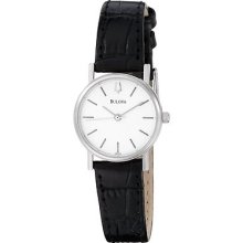 Bulova Women's Silver Dial Leather Strap Quartz Watch 96l104