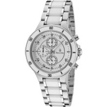 Bulova Women's White Enamel Diamond (0.08 Ctw) Stainless Steel and Whi