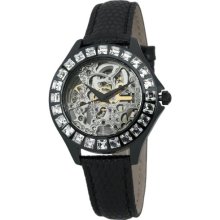 Burgmeister Merida Women's Automatic Watch With Silver Dial Analogue Display And Black Leather Strap Bm520-602