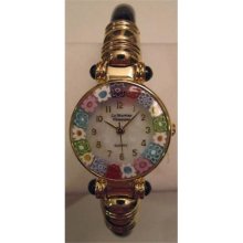 Ca D'oro Murano Millefiori Bangle Watch - Opaque Black Bracelet