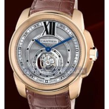 Calibre De Cartier Flying Tourbillon (RG/ Silver/ Leather)