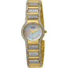 Caravelle By Bulova 45l004 Watch Gold Tone Crystals Mop Dial Ladies Steel