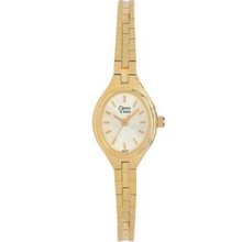 Caravelle By Bulova Ladies` Gold Bracelet Watch With Elliptical Dial