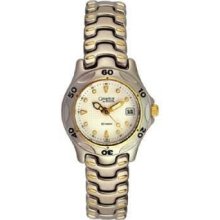 Caravelle By Bulova Women's 45m04 Two Tone Bracelet White Dial Watch