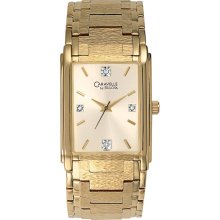 Caravelle Gold-Tone Mens Dress Watch - Four Diamonds - Champagne Dial 44D15