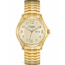 Caravelle Mens Gold-Tone Expansion Band Watch Gold-Tone 44C102