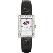 Carolina Hurricanes Women's Black Leather Strap Allure Watch