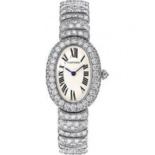 Cartier Baignoire Diamond 18kt White Gold Ladies Watch WB5103LM