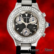 Cartier Men Must 21 Chronoscaph Diamond Chronograph Rubber Chrono Watch W10125u2