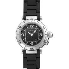 Cartier Pasha Seatimer Small Stainless Steel & Black Rubber Ladies' Watch - W3140003