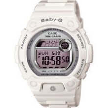 Casio Baby-g Blx103-7 Gloss White Moon Data Silver Mirror Dial Women Watch