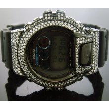 Casio G Shock Black Stainless steel White Full Case CZ Crystal DW6900 Black face