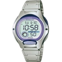 Casio Ladies Purple Digital Sports Watch Stainless Steel Band Lw-200d-6av