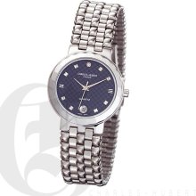 Charles Hubert Classic Mens Blue Dial Stainless Steel Dress Watch with Date 3716-E