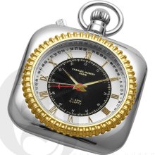 Charles Hubert Classic Quartz Movement Pocket Watch and Chain with Built in Desk Stand and Alarm 3676