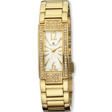 Charles Hubert Ladies Gold-Pltd Crystal Wht Dial 21X46Mm Watch XWA3292