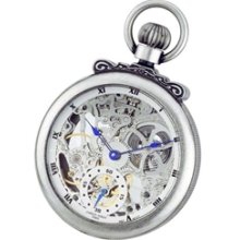 Charles-Hubert Mechanical Silver Tone Pocket Watch with Antiqued Case #3869S