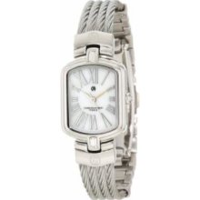 Charles-Hubert Paris 6808-W Stainless Steel Wire Bangle White MOP Dial Watch