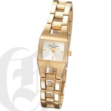 Charles Hubert Premium Ladies White Dial Gold Tone Stainless Steel Dress and Sport Watch 6736-G