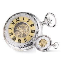 Charles Hubert Sterling Silver Two-tone White Dial Pocket Watch