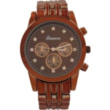 Chocolate Geneva Watch With Crystals Hour Markers For Women