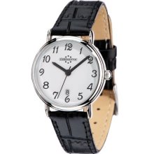 Chronostar Forever 3H White Dial Watch With Black Leather Strap