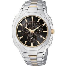 Citizen At0884-59e Mens Watch Two Tone Stainless Steel Eco-drive Black Dial