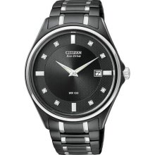 Citizen AU1054-54G Men's Eco Drive Black Ion Plated Diamond Watch