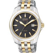 Citizen Bm6734-55e Men's Two Tone Stainless Steel Eco Drive Black Dial Watch