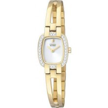 Citizen Eco-drive Crystals White Dial Gold-tone Women's Watch Ew9932-51a