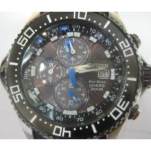 Citizen Eco-drive Diver Men's Watch Chrono Solar Power Ip Black Rou Rubber