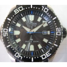 Citizen Eco-drive Diver Men's Watch Quartz Solar Power Ip Black Rourubber Wr300