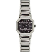 Citizen Eco-Drive EP5890-54E Ladies Silver Tone Black Dial