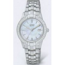 Citizen Eco Drive Ladies` Silver Silhouette Crystal Watch (28 Mm Case)