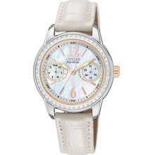 Citizen Eco-drive Ladies Women's Silhouette Crystal Leather 10m Watch Fd1036-09d