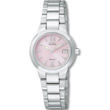 Citizen Eco-Drive Ladies Pink Dial Silhouette Sport Stainless Steel Watch