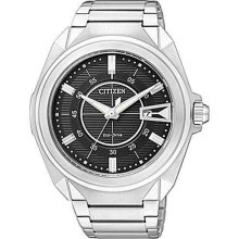 Citizen Eco-drive Stainless Steel Gents Black Dial Watch Aw1020-53e