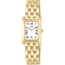 Citizen Eco-drive White Dial Gold Tone Women's Luxury Watch Ew8112-50a Sd